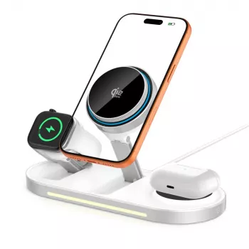TECH-PROTECT A51 ARCTICBOOST 3-v-1 magnetni MagSafe brezžični polnilnik 25W Qi2.2 bel