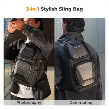 K&F Concept nahrbtnik za fotoaparat Sling 10L Crossbody DSLR črn KF13.176