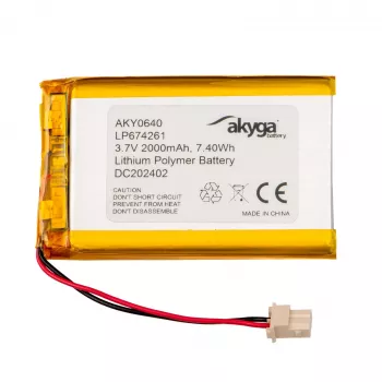 Akyga AKY0640 LP674261 Li-Po baterija 3,7 V 2000 mAh, PCM, Molex 5264 2-polni, 50 mm