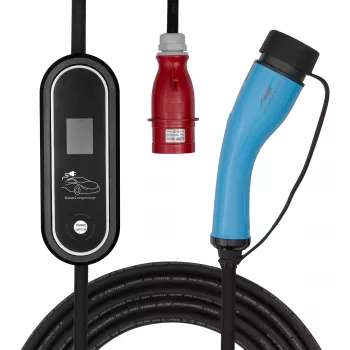 Akyga AK-EC-22 mobilni polnilnik EV, tip 2, vtič CEE-5, trifazni, 32 A, 22 kW, LCD, 5 m