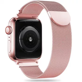 TECH-PROTECT Milanese Loop zapestnica za Apple Watch 4 / 5 / 6 / 7 / 8 / 9 / SE / Ultra 1 / 2 (42 / 44 / 45 / 49 mm) rožnato zlata