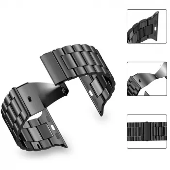 Tech-Protect Stainless Steel Link Bracelet za Apple Watch 4/5/6/7/8/9/SE/Ultra 1/2 (42/44/45/49mm) črn