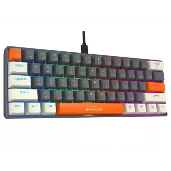 Tracer GameZone Claws 61 žična mehanska igralna tipkovnica, 60% postavitev, modra stikala, RGB osvetlitev ozadja, siva
