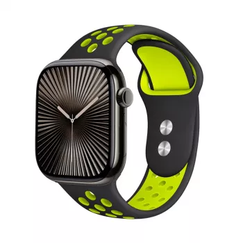 Crong Duo Sport pašček za Apple Watch 38/40/41/42 mm (črn/lime zelen)