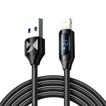 Wozinsky WUALC2 kabel USB-A na Lightning z LED prikazom, 2,4 A, 2 m, črn