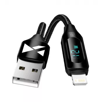 Wozinsky WUALC2 kabel USB-A na Lightning z LED prikazom, 2,4 A, 2 m, črn