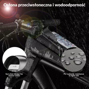 ROCKBROS kolesarska okvirna torba 029-1BK z žepom za telefon, črna