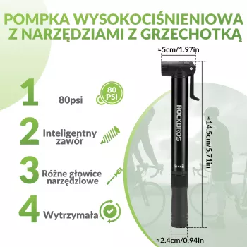 ROCKBROS ročna kolesarska tlačilka 42320010001 z izvijačem - črna