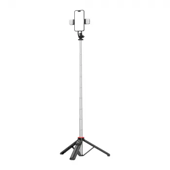 HURTEL selfie palica WC13YDS teleskopsko stojalo 1,3 m z dvojno LED svetlobo in držalom za telefon - črna
