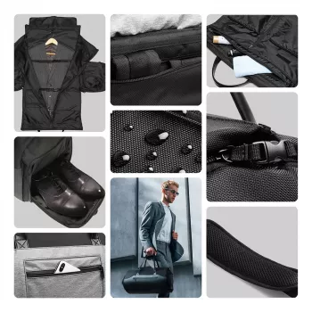 Wozinsky Premium Garment torba za oblačila 45L z mokrim predalom - črna