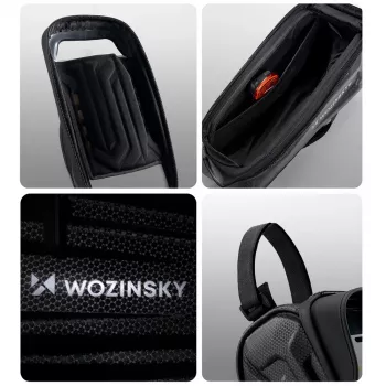 Wozinsky kolesarska torba za okvir z ojačitvijo in žepom za telefon 1,7 L – črna