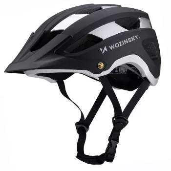 Wozinsky MTB čelada z snemljivim senčnikom, lahka, 57–62 cm, črno-srebrna