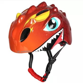 Wozinsky otroška kolesarska čelada z motivom zmaja, lahka, 50–54 cm – rdeča