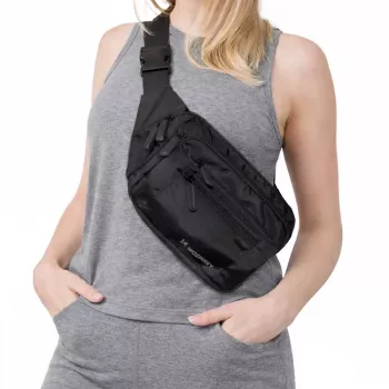 Wozinsky WSB-W1 unisex pasna torba / naramna torba z nastavljivim pasom, vodoodporna - črna