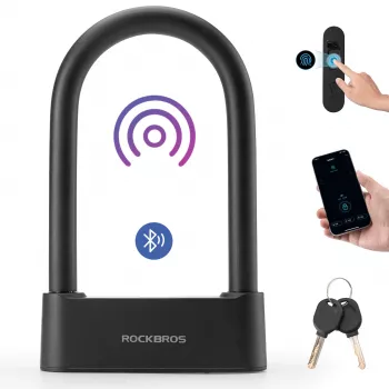 Rockbros SMART kolesarska kabelska ključavnica s prstnim odtisom in Bluetooth 100 cm črna