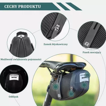 Rockbros B74 torba za sedež, 0,75 L, črna