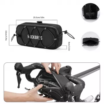 Rockbros TL001 Road to Sky vodoodporna kolesarska torba za krmilo 1,9L – črna