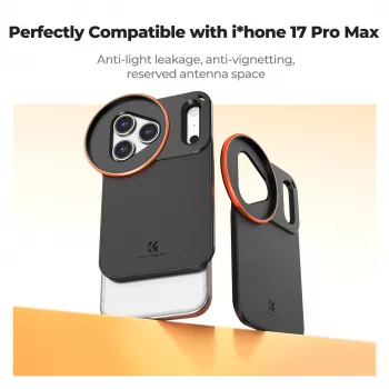 KF Protective Photography Case z 58-mm držalom za objektiv za Apple iPhone 17 Pro Max - črn