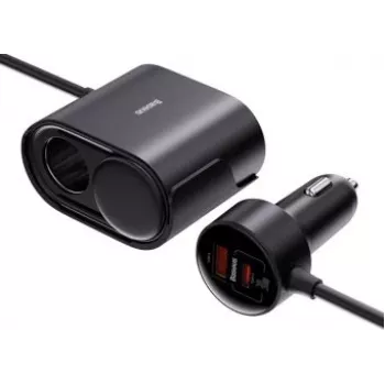 Baseus 1for2 avtomobilski polnilnik 30W, črn