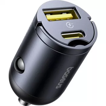 Baseus Tiny Star 30W USB-A USB-C stenski polnilnik črn