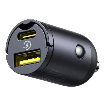 Baseus Tiny Star 30W USB-A USB-C stenski polnilnik črn