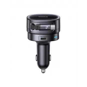 Baseus PrimeTrip VR1 60W avtomobilski polnilnik z izvlečnim kablom USB-C, črn