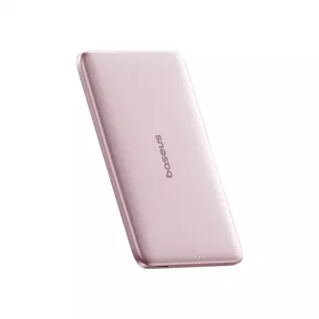 Baseus PicoGo AM41 prenosni polnilnik 5000mAh 20W ultra tanek, združljiv z MagSafe, s kablom Baseus Simple USB-C 60W 30cm - roza