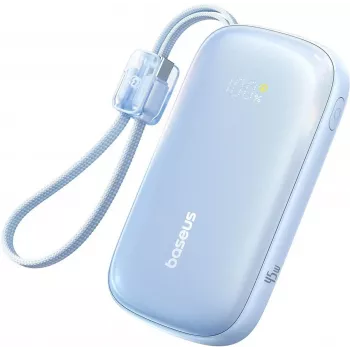 Baseus EnerFill FC21 Qpow 3 Ultra 10000mAh 45W prenosni polnilnik z odstranljivim USB-C/Lightning kablom - moder
