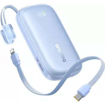 Baseus EnerFill FC21 Qpow 3 Ultra 10000mAh 45W prenosni polnilnik z odstranljivim USB-C/Lightning kablom - moder