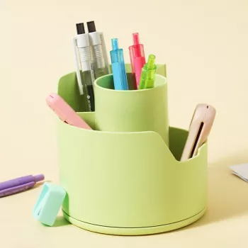 Deli LonGreen stojalo za pisala limetno zelena 12x12x11cm