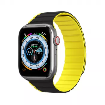 Dux Ducis magnetna zapestnica za Apple Watch SE, Series 9, 8, 7, 6, 5, 4, 3, 2, 1 (41, 40, 38 mm) različica LD – črno-rumena