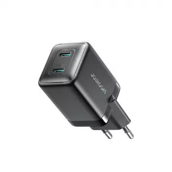 Joyroom JR-TCG17 45W 2x USB-C GaN polnilnik z EU vtičem, črn