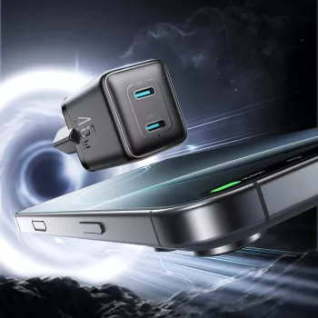 Joyroom JR-TCG17 45W 2x USB-C GaN polnilnik z EU vtičem, črn