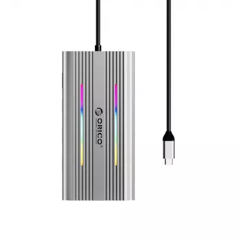 ORICO XDR 12-v-1 USB-C priklopna postaja z RGB, 2x HDMI 4K 60Hz, VGA, RJ45 Gigabit, bralnik kartic SD/microSD, 100W PD, siva