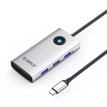 ORICO PW11 USB-C priklopna postaja 6-v-1, 3x USB-A 3.0, 1x USB-C 3.0, 1x USB-C PD 100W, 1x HDMI 4K 30Hz – srebrna