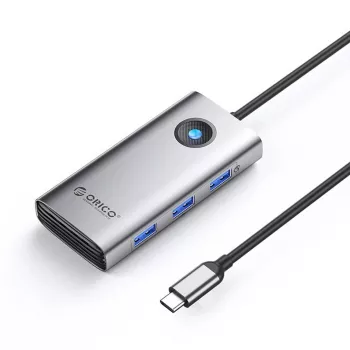 ORICO PW11 USB-C 6-v-1 razdelilnik, 3x USB-A 3.0, 1x USB-C PD 100W, 1x HDMI 4K 30Hz, 1x RJ45 2.5G Ethernet, siva