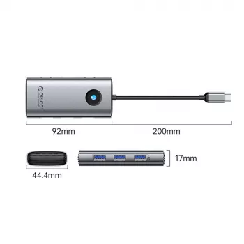 ORICO PW11 USB-C priklopna postaja 6 v 1, 3x USB-A 3.0, 1x USB-C PD 100W, 1x HDMI 4K 30Hz, 1x RJ45 2.5G Ethernet, siva