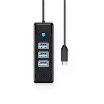 ORICO PW3UR25-C3 4-portni USB 3.0 razdelilnik z adapterjem 2.5G Ethernet, kabel 0,5m, črn