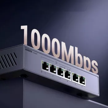 Ugreen 6-portno Gigabit Ethernet stikalo s PoE+ - sivo