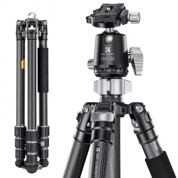 K&F Concept X284C4 karbonsko stojalo s kroglično glavo BH-36, 172 cm / 67,7 inch, nosilnost 16 kg / 35,3 lbs, monopod, 4-delni twist lock, združljivo z Arca-Swiss