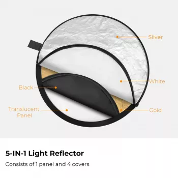K&F Concept 5-v-1 okrogel reflektor 110cm z difuzorjem in torbo - KF18.0003