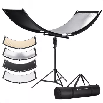 K&F Concept U-oblika 4-v-1 ukrivljen reflektor 180x60cm s stojalom za luč in torbo za prenašanje