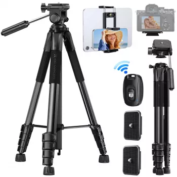 K&F Concept kompaktno stojalo za kamero za DSLR in telefon, črno
