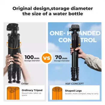 K&F Concept kompaktno stojalo za kamero za DSLR in telefon, črno
