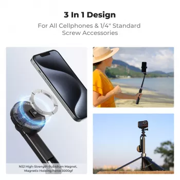 K&F Concept X97-C selfie palica s stojalom 180 cm z magnetnim držalom MagSafe in Bluetooth sprožilcem (črna)