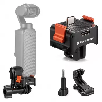 KF hitri vpenjalni adapter s funkcijo polnjenja USB-C za DJI Osmo Pocket 3/4, držalo GoPro, navoj 1/4 inch, črn