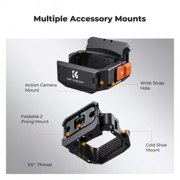KF vmesniški adapter zaščitni okvir za DJI Osmo Pocket 3 / 4 z držalom GoPro in navojem za stojalo 1/4 inch - črn