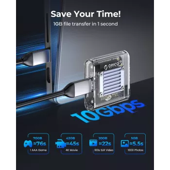 Orico TC20-M2-10G M.2 NVMe USB-C 3.2 ohišje za SSD – prozorno