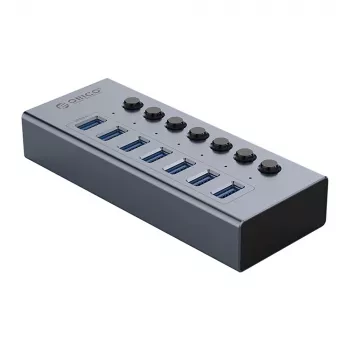 ORICO BT2U3-7AB 7-portno USB 3.0 stikalo s posameznimi stikali – sivo