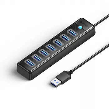 ORICO PW7U-U3 7-Port USB 3.0 hub z USB-C napajanjem, 1m kabel, črn